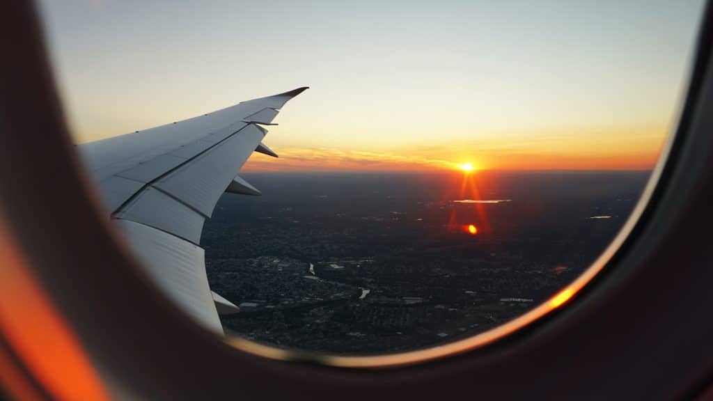 A beautiful sunset mid-flight