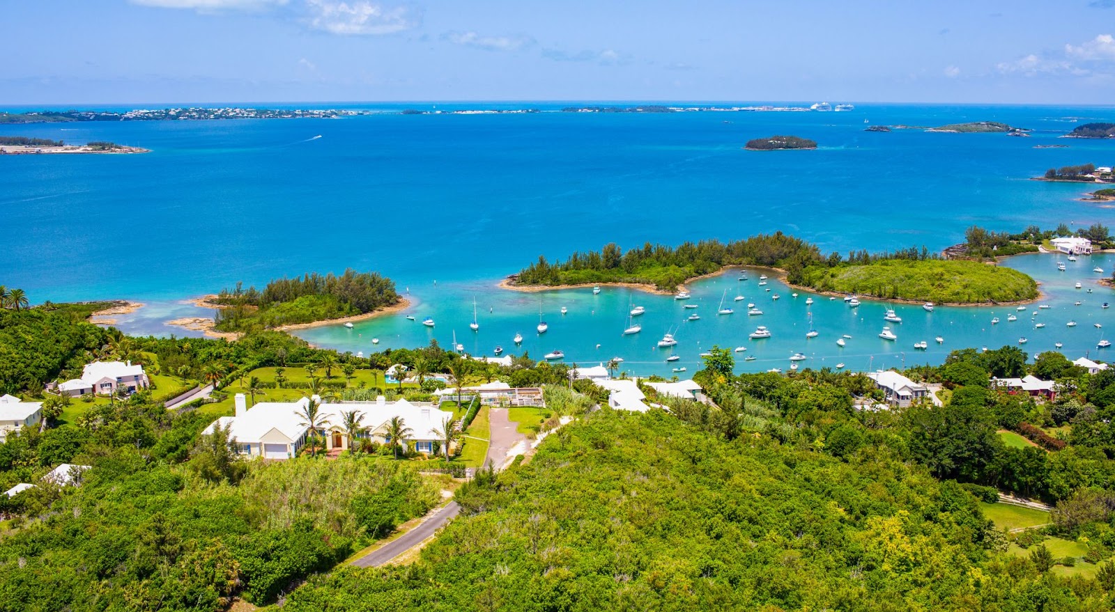 Aerial shot of Bermuda coast