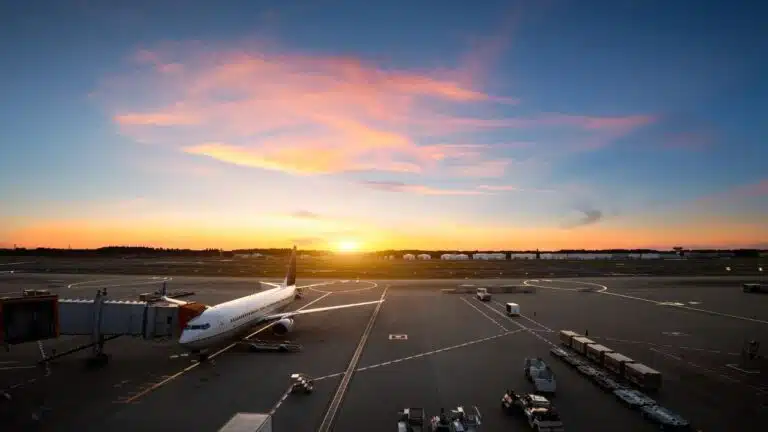 Airplane-In-Airport-During-Sunset