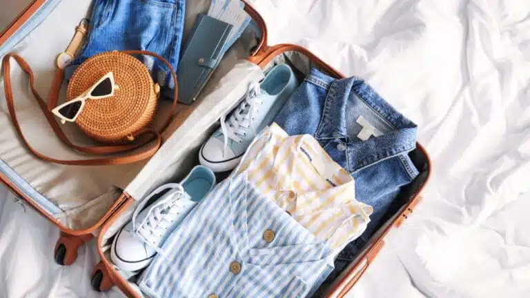 Opened-Travel-Suitcase-on-Bed