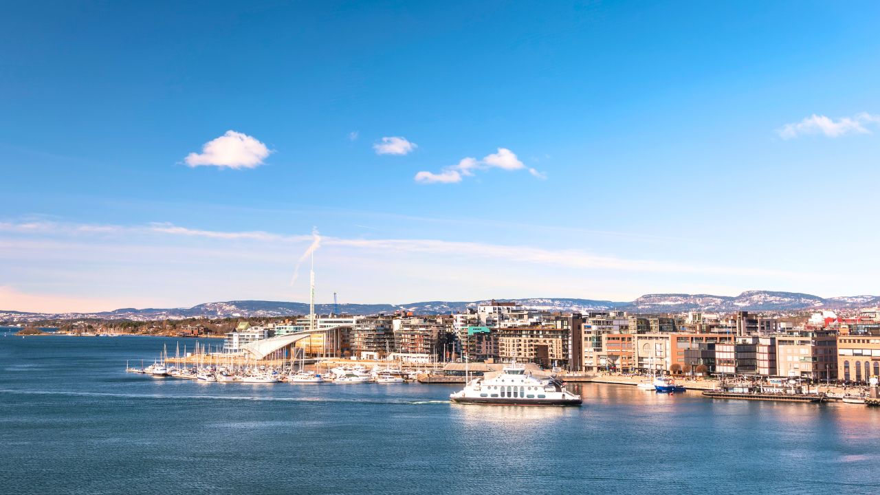 View of Oslo harbor and cityscape