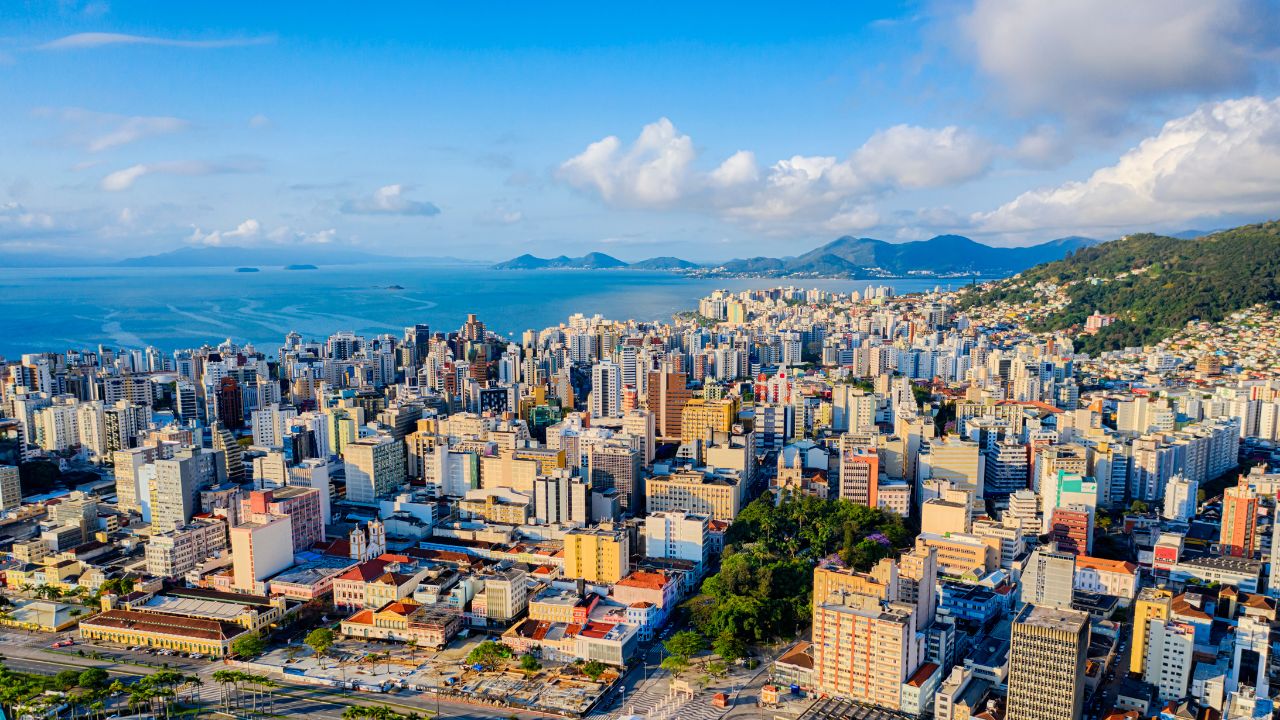 Aerial view of Florianopolis cityscape, Santa Catarina, Brazil